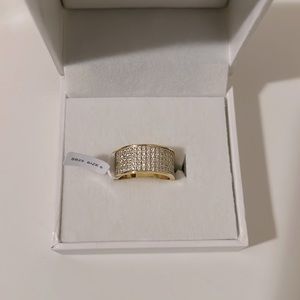 New Maxine Yellow Gold Pave Wide Sterling Silver Wedding Band